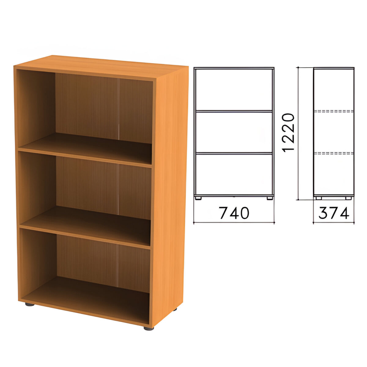 Шкаф (стеллаж) "Фея", 740х370х1220 мм, 2 полки, цвет орех милан, ШФ13.5 — изображение 1
