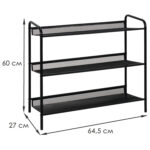 Полка для обуви "Женева-23", 645х270х600 мм, 3 полки, металл, чёрная, ПДО Ж23 Ч — изображение 2