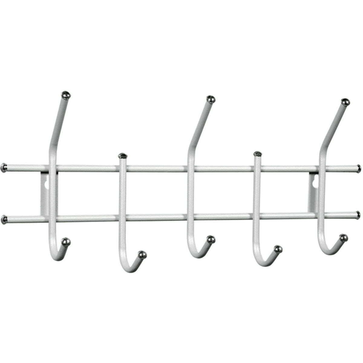 Вешалка настенная "Стандарт 2/5", 220х475х95 мм, 5 крючков, металл, белая — изображение 1