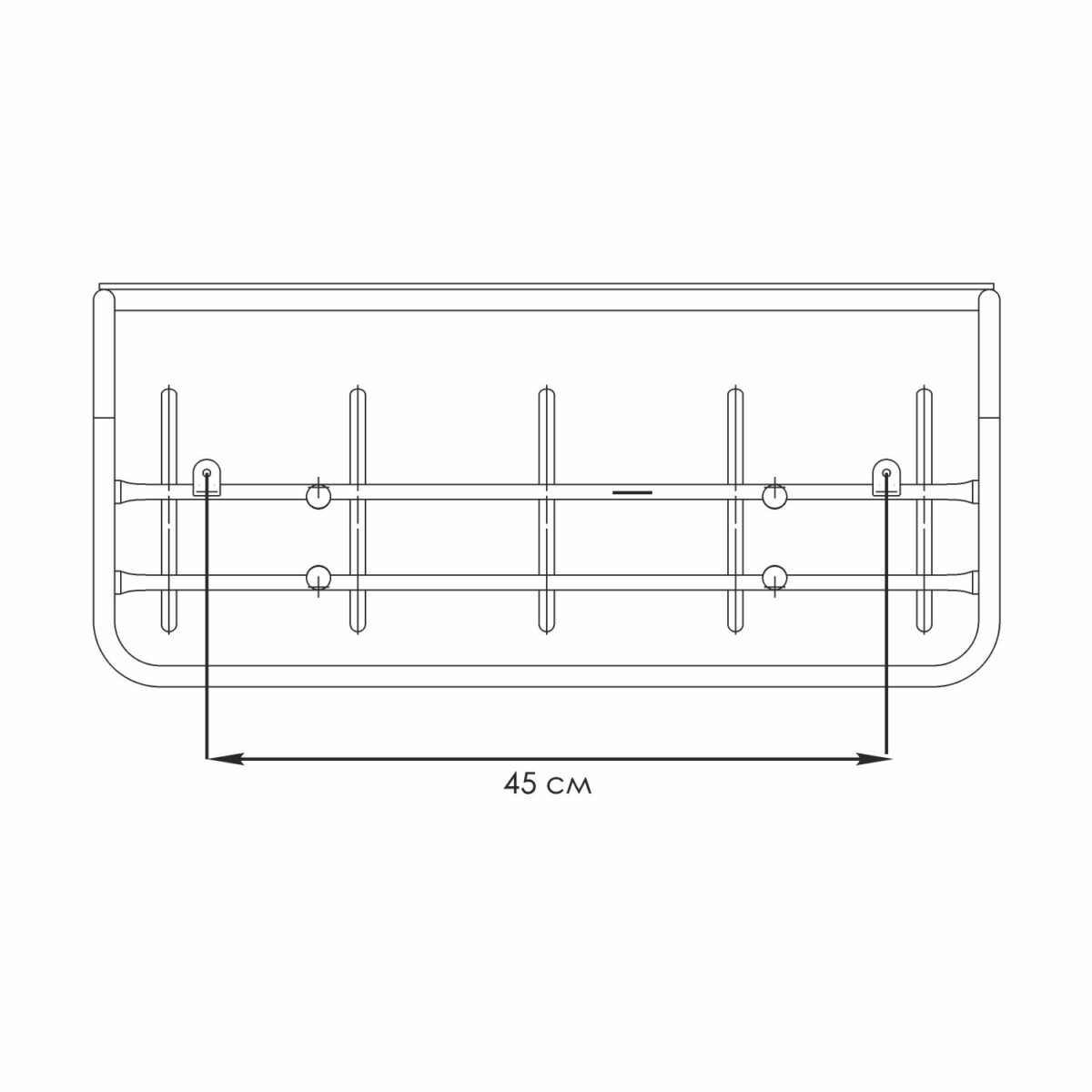 Вешалка настенная с полкой "ВСП6", 265х600х220 мм, 5 крючков, металл, черная, ВСП 6 Ч — изображение 5