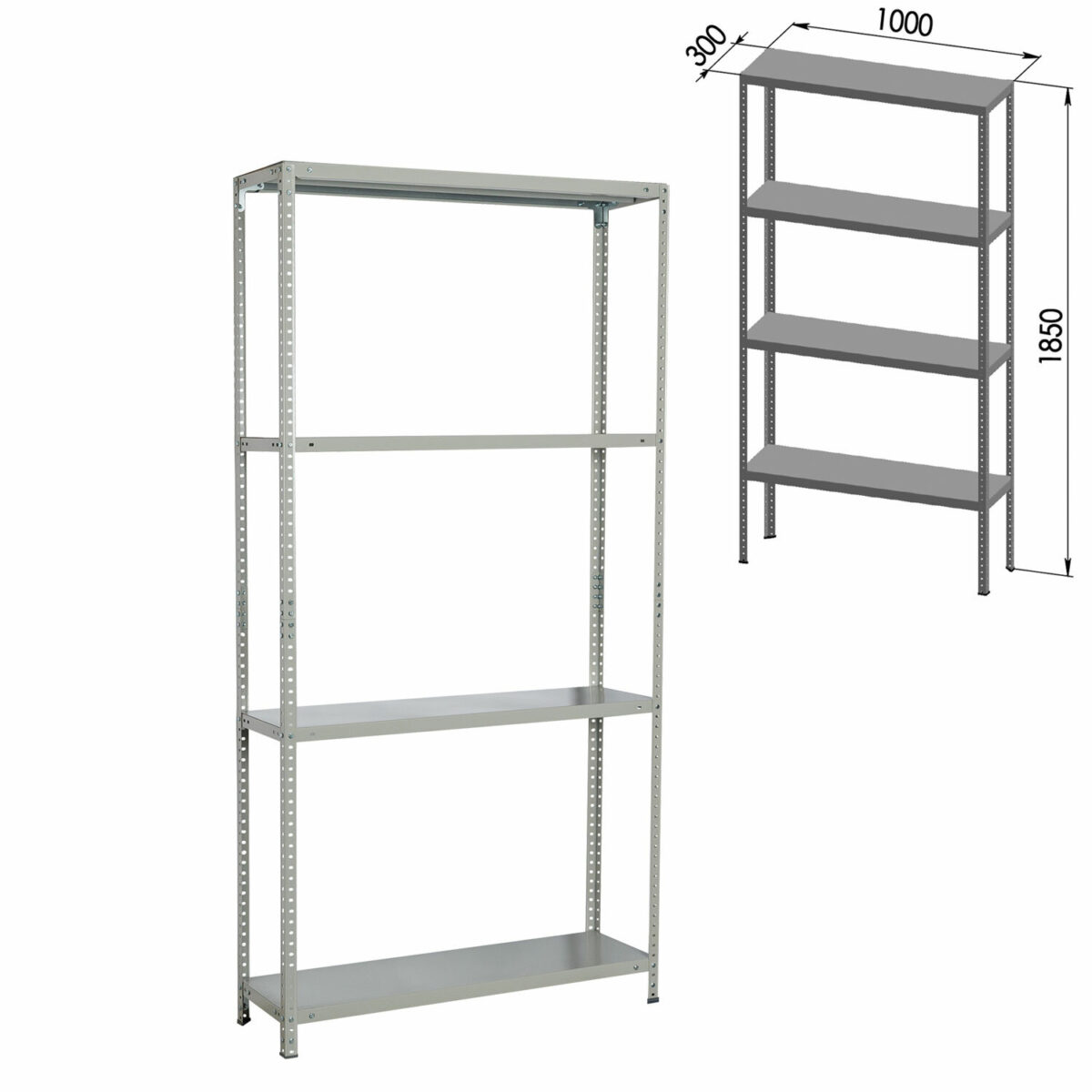 Стеллаж металлический BRABIX "MS Plus-185/30-4", 1850х1000х300 мм, 4 полки, регулируемые опоры, 291104, S241BR153402 — изображение 2