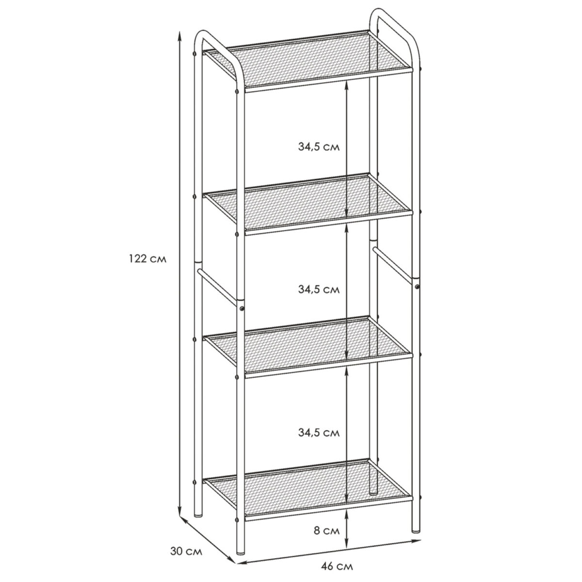 Стеллаж на металлокаркасе "Валенсия-14", 455х300х1205 мм, 4 полки, белый, СТВ14 Б — изображение 2