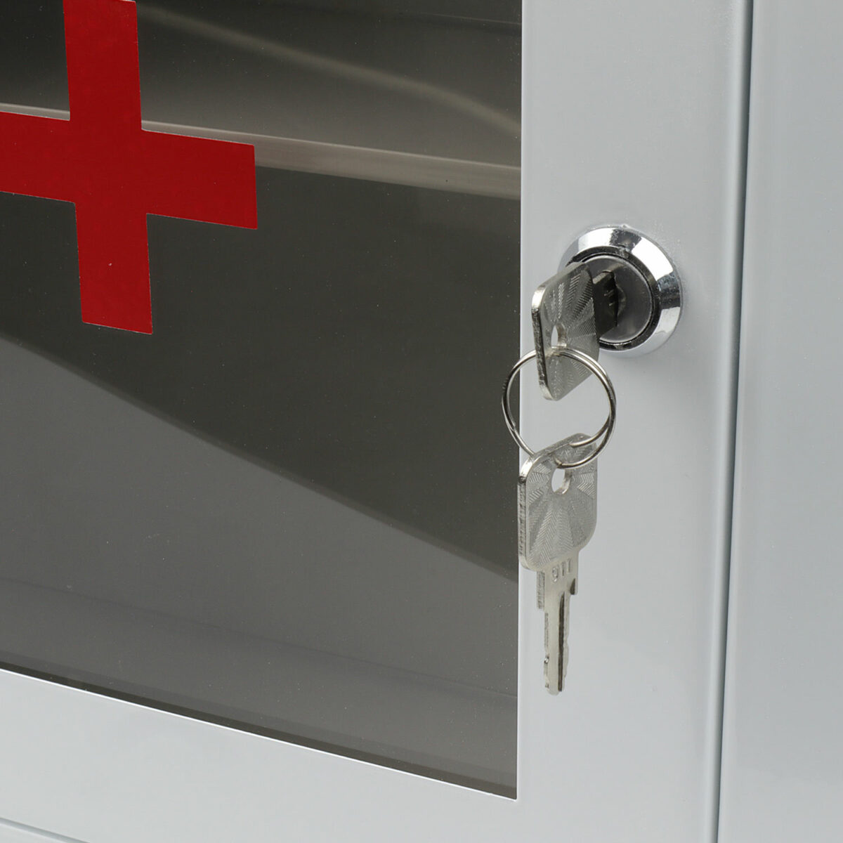 Шкафчик-аптечка металлический, навесной, 1 полка, ключевой замок, стекло, 330x280x140 мм — изображение 5