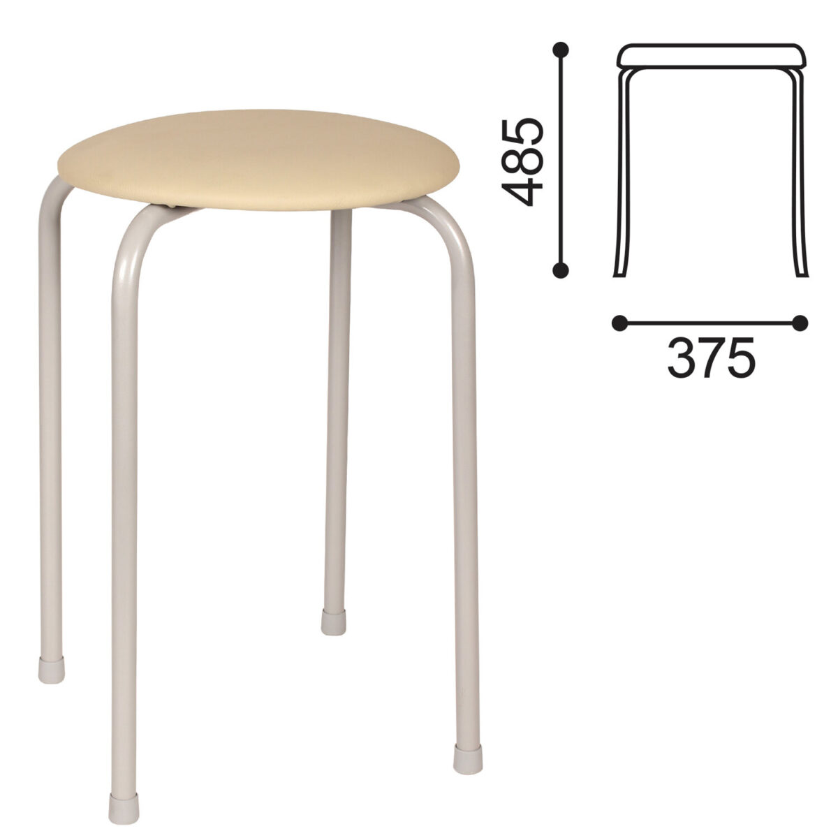 Табурет РС01-Т011В, серебристый каркас, кожзам бежевый, РС01-Т011В-506- — изображение 1