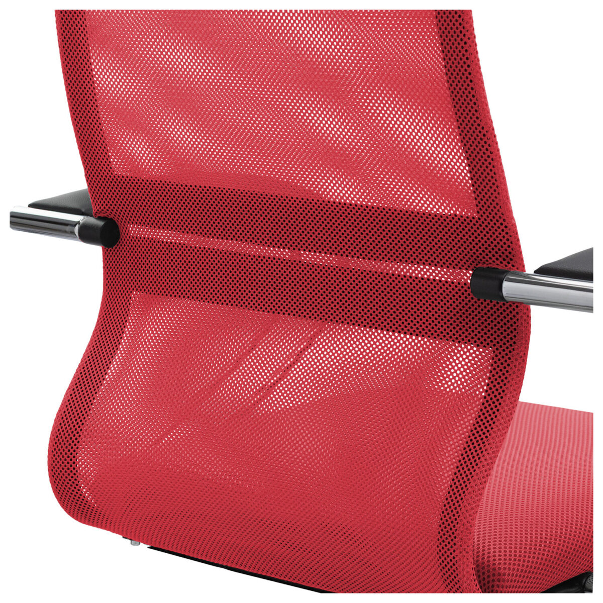 Кресло офисное МЕТТА "SU-B-8" хром, ткань-сетка, сиденье мягкое, красное — изображение 11