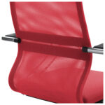 Кресло офисное МЕТТА "SU-B-8" хром, ткань-сетка, сиденье мягкое, красное — изображение 11