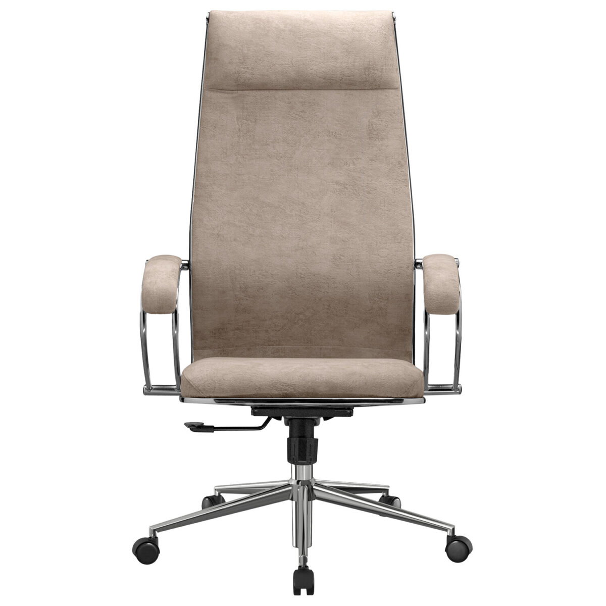 Кресло офисное МЕТТА "L1m 42", хром, сиденье и спинка мягкие, велюр, бежевое — изображение 6