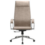 Кресло офисное МЕТТА "L1m 42", хром, сиденье и спинка мягкие, велюр, бежевое — изображение 6