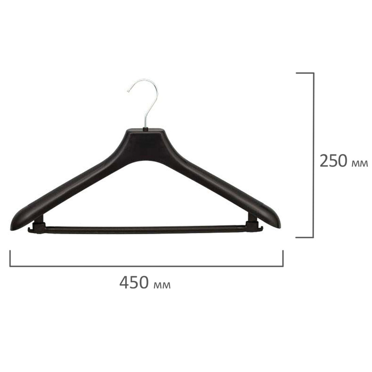 Вешалка-плечики, размер 48-50, пластик, анатомическая, перекладина, крючки для бретелей, черный, С024/С044 — изображение 2