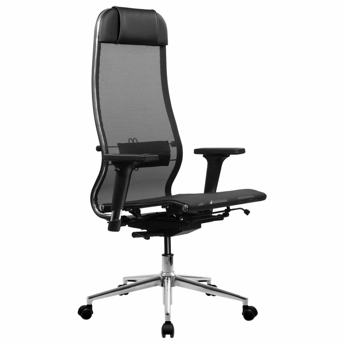 Кресло МЕТТА "ErgoLife" 10 B1-104D, хром, синхромеханизм, 2D-подлокотники, прочная сетка, черное — изображение 2