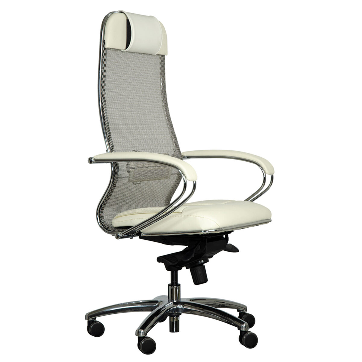 Кресло офисное МЕТТА "SAMURAI" SL-1, сверхпрочная ткань-сетка/экокожа, бежевое — изображение 6