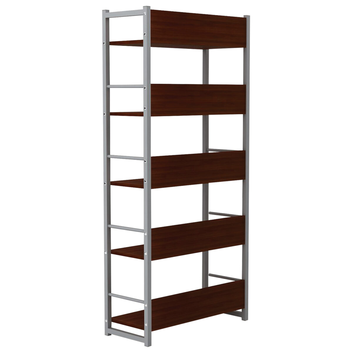Стеллаж на металлокаркасе, 1630х650х300 мм, серый каркас, 5 полок ЛДСП орех, Д-343 — изображение 2
