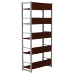 Стеллаж на металлокаркасе, 1630х650х300 мм, серый каркас, 5 полок ЛДСП орех, Д-343 — изображение 2