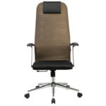 Кресло BRABIX PREMIUM "Ultimate EX-801" хром, плотная двойная сетка Х2, черное/коричневое, 532920 — изображение 4