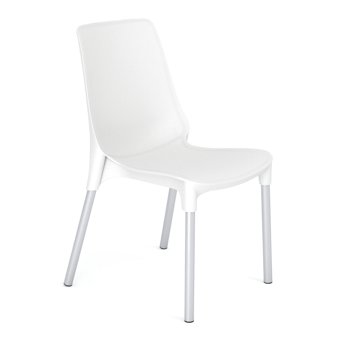 Стул для столовых, кафе, дома SHT-S75, серебристый металлический каркас, пластик белый — изображение 1