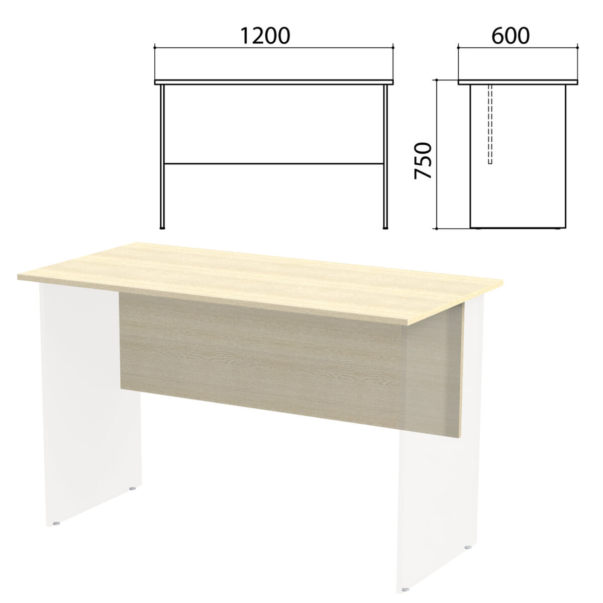 Столешница, царга стола письменного "Канц" 1200х600х750 мм, цвет дуб молочный, СК22.15.1 — изображение 1