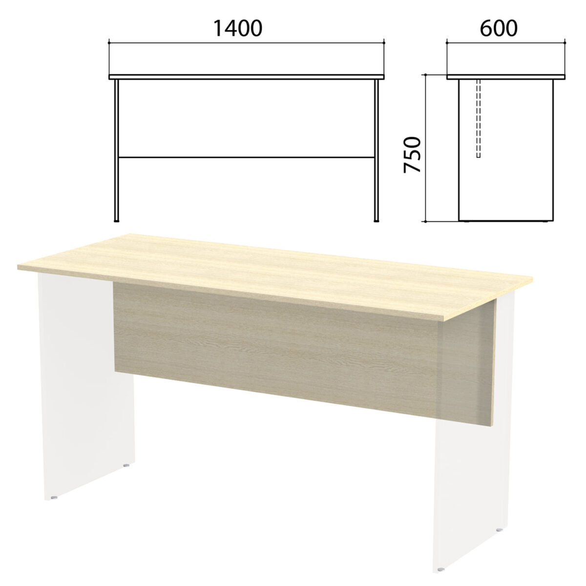 Столешница, царга стола письменного "Канц" 1400х600х750 мм, цвет дуб молочный, СК21.15.1 — изображение 1