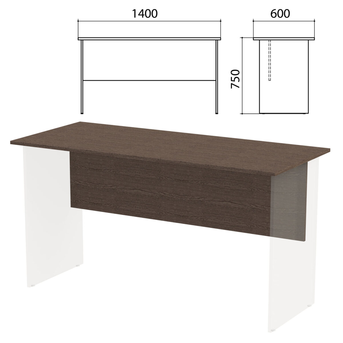 Столешница, царга стола письменного "Канц" 1400х600х750 мм, цвет венге, СК21.16.1 — изображение 1