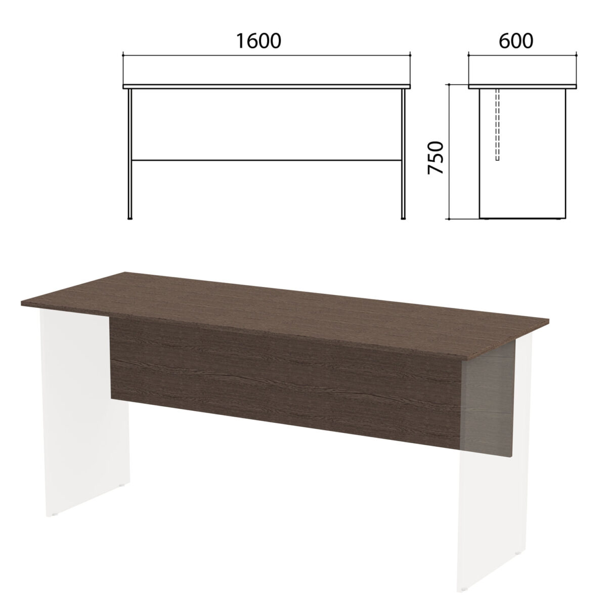 Столешница, царга стола письменного "Канц" 1600х600х750 мм, цвет венге, СК20.16.1 — изображение 1