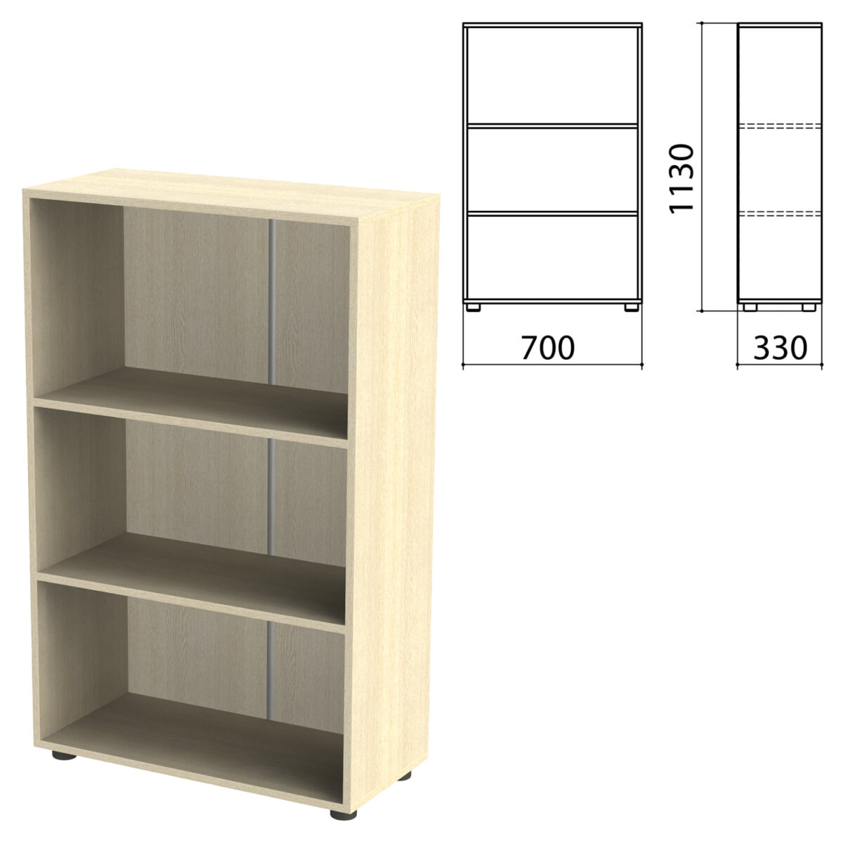 Шкаф (стеллаж) "Канц" 700х330х1130 мм, 2 полки, цвет дуб молочный, ШК39.15 — изображение 1