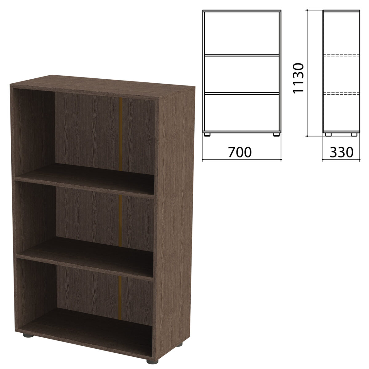Шкаф (стеллаж) "Канц" 700х330х1130 мм, 2 полки, цвет венге, ШК39.16 — изображение 1