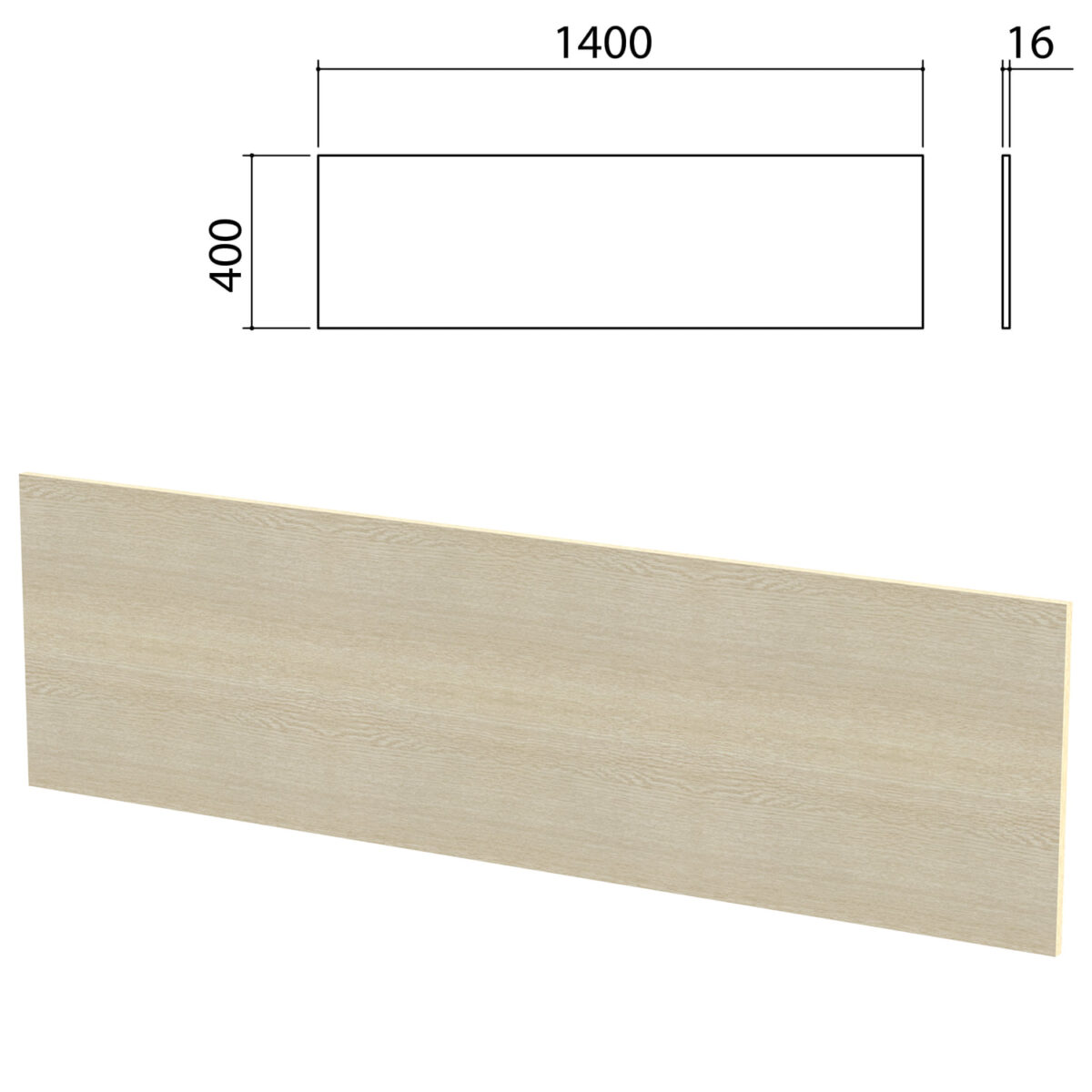 Экран-перегородка "Канц" 1400х16х400 мм, БЕЗ ФУРНИТУРЫ (код 640237), цвет дуб молочный, ЭК12.15 — изображение 1