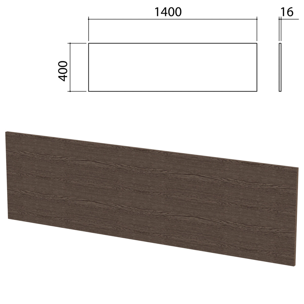 Экран-перегородка "Канц" 1400х16х400 мм, БЕЗ ФУРНИТУРЫ (код 640237), цвет венге, ЭК12.16 — изображение 1