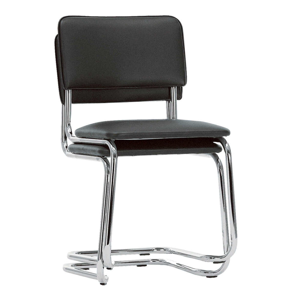 Стулья для персонала и посетителей "Сильвия", комплект 2 шт., хром, кожзам черный — изображение 2