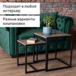 Стол журнальный "Терса", 490х490х560/390х390х460 мм, КОМПЛЕКТ 2 шт., металл/ЛДСП ясень шимо темный — изображение 7