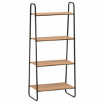 Стеллаж на металлокаркасе "Скандинавия-24", 650х385х1470 мм, 4 полки ЛДСП, черный/дуб, CТCП24 Ч