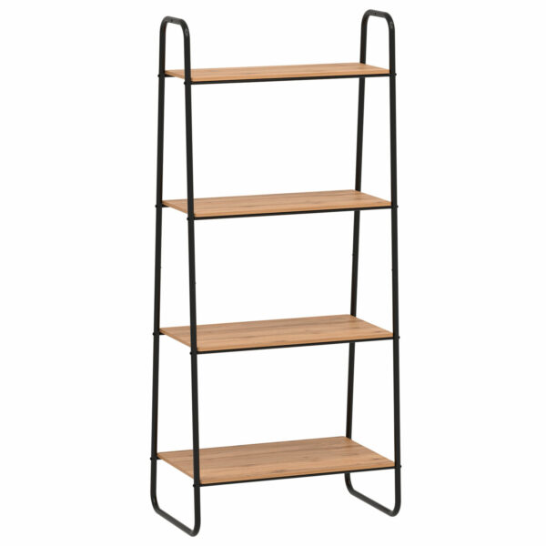 Стеллаж на металлокаркасе "Скандинавия-24", 650х385х1470 мм, 4 полки ЛДСП, черный/дуб, CТCП24 Ч