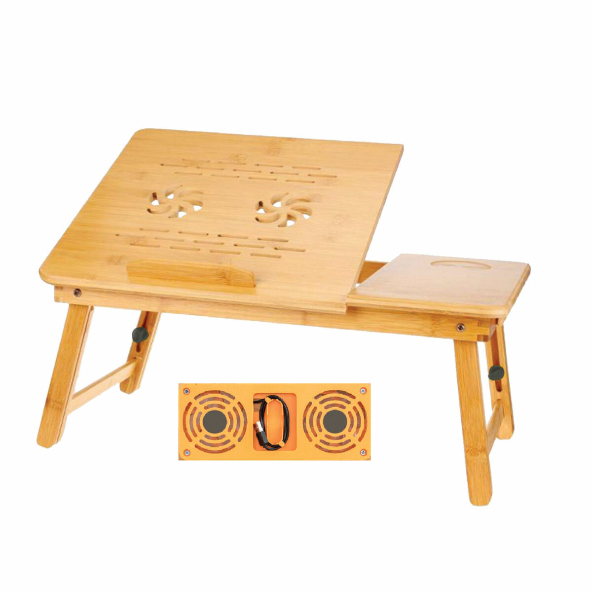 Столик БАМБУКОВЫЙ складной для ноутбука/завтрака, с охлаждением, DASWERK (ДАСВЕРК), 532583 — изображение 1