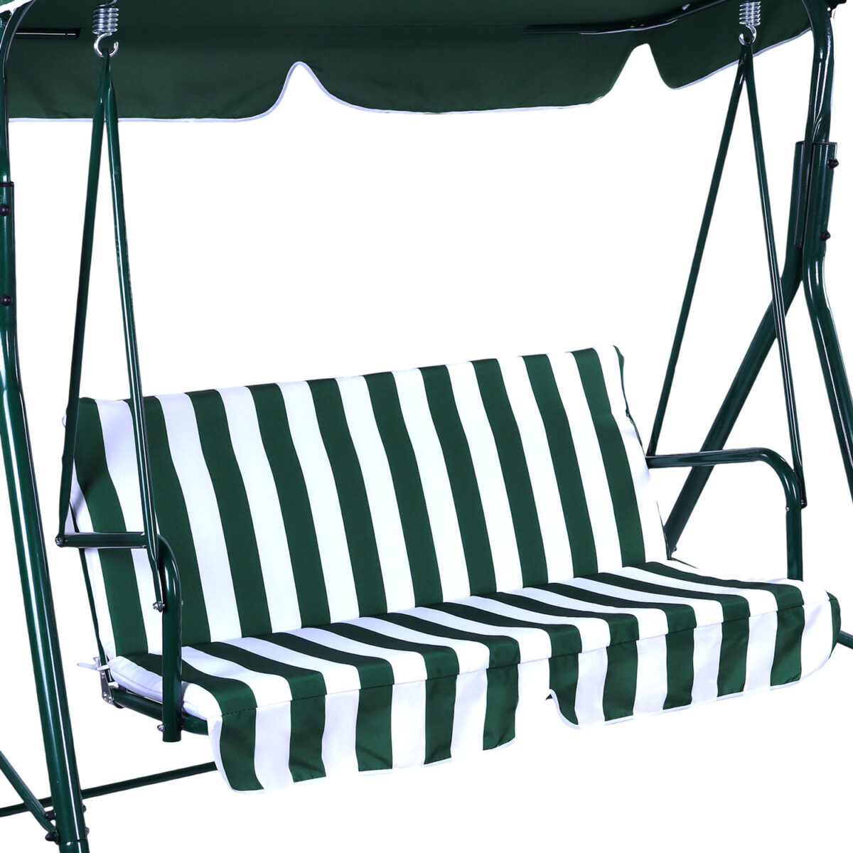 Качели садовые DASWERK (ДАСВЕРК) "RELAX SC-001", 2 места, Ш140хГ110хВ153 см, мягкое сиденье, зеленый/белый, 680050 — изображение 6