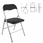 Стул складной BRABIX "Golf CF-007", серебристый каркас, кожзам чёрный, 532891 — изображение 3