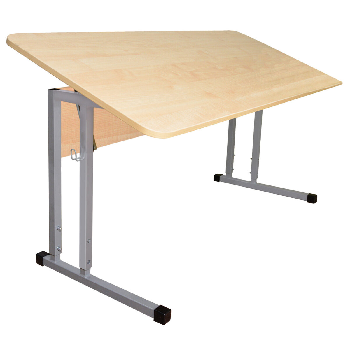 Стол-парта 2-местный, регулируемый угол, "Умник" 1200х500х520-640мм, рост 2-4, серый каркас, ЛДСП клён — изображение 1