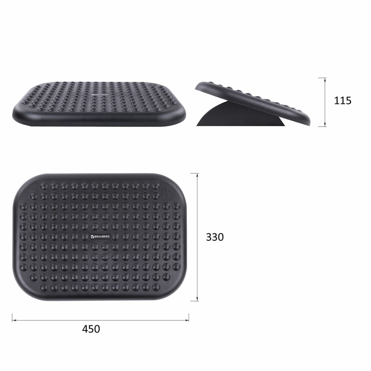 Подставка для ног BRAUBERG офисная, 45х33 см, регулируемый угол наклона, рифленая, черная, 531495 — изображение 7