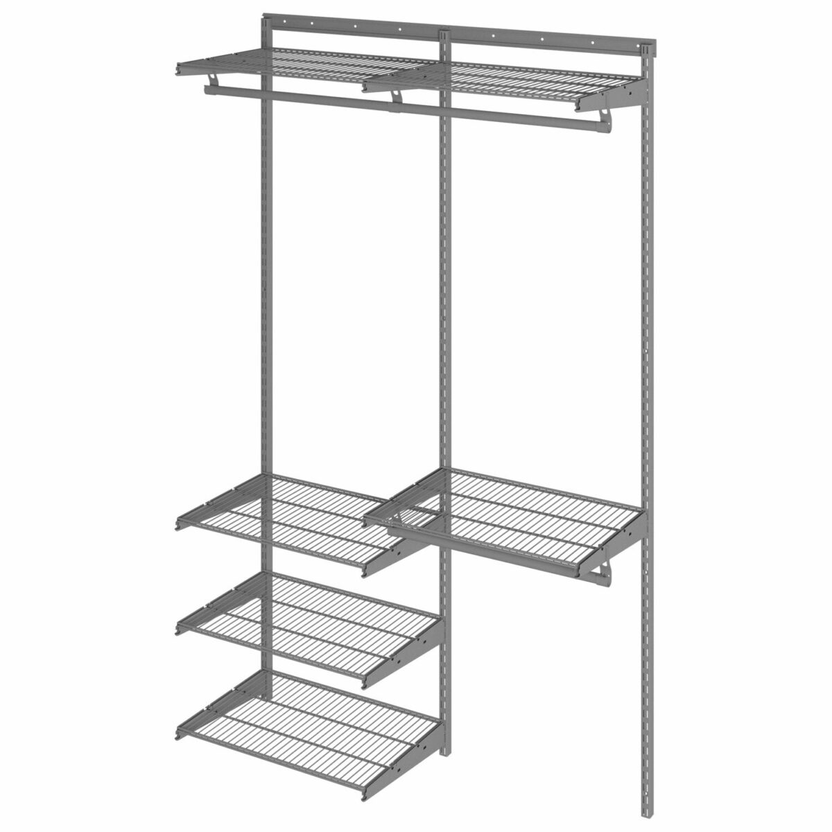 Гардеробная система OPTIMA G120, 2050х1240х450 мм, 6 полок, 3 штанги, графит, S70299916515 — изображение 1