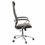 Кресло офисное МЕТТА "К-29" хром, экокожа, сиденье и спинка мягкие, темно-коричневое — изображение 3