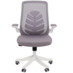 Кресло Chairman CH 565, откидные подлокотники, синхромеханизм, пластик белый, сетка/ткань, серое, 7146049 — изображение 3