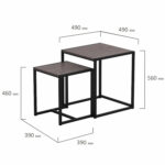 Стол журнальный "Терса", 490х490х560/390х390х460 мм, КОМПЛЕКТ 2 шт., металл/ЛДСП ясень шимо темный — изображение 3