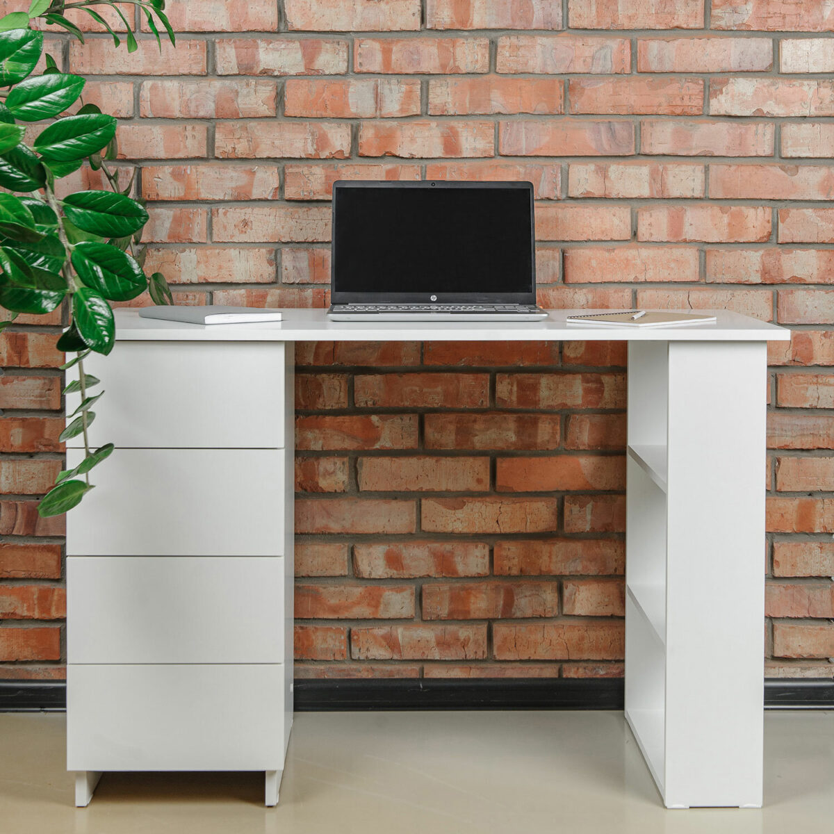 Стол письменный/компьютерный BRABIX "Scandi CD-016", 1100х500х750 мм, 4 ящика, белый, 641891, ЦБ013707-1 — изображение 2