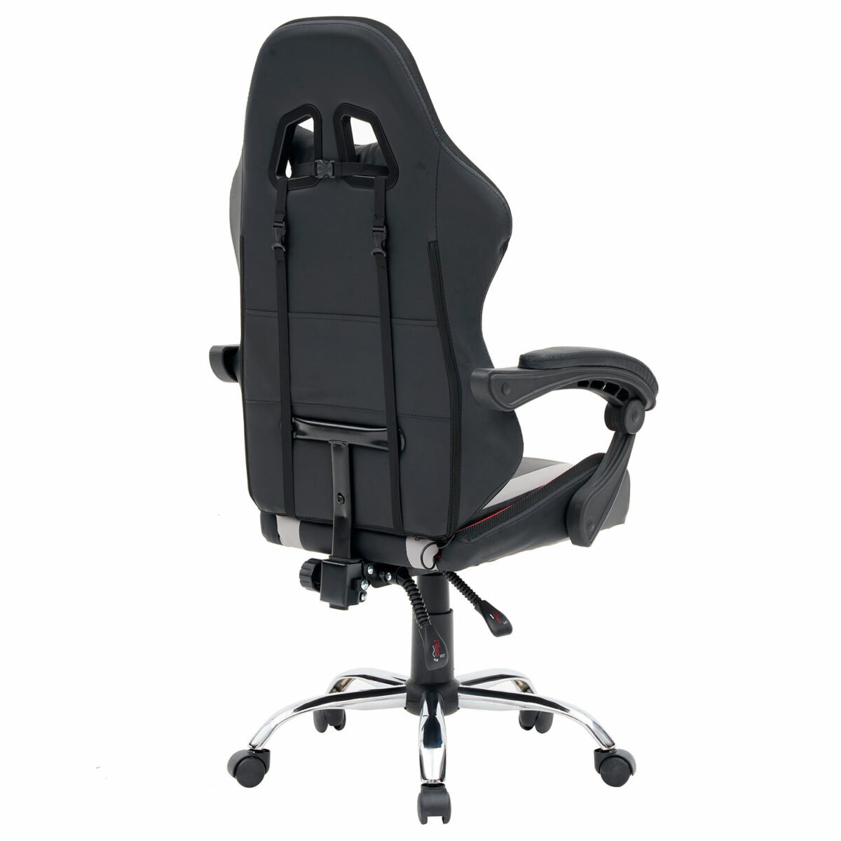 Кресло компьютерное CROMEX (КРОМЕКС) "Quantum GM-155 RGB", подсветка, две подушки, экокожа, черное/красное/серое, 532955 — изображение 3