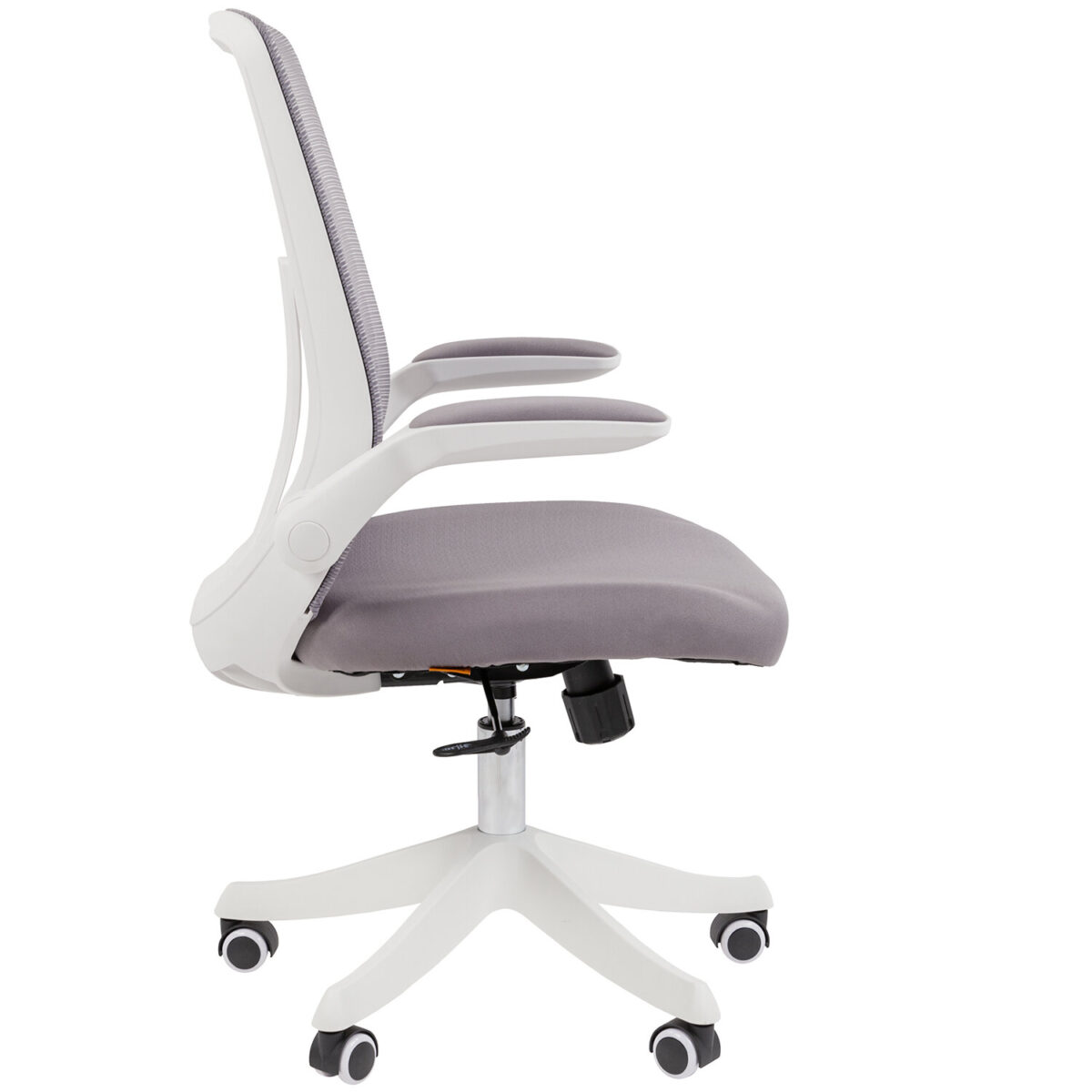 Кресло Chairman CH 565, откидные подлокотники, синхромеханизм, пластик белый, сетка/ткань, серое, 7146049 — изображение 4