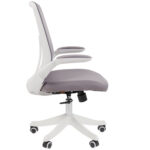 Кресло Chairman CH 565, откидные подлокотники, синхромеханизм, пластик белый, сетка/ткань, серое, 7146049 — изображение 4