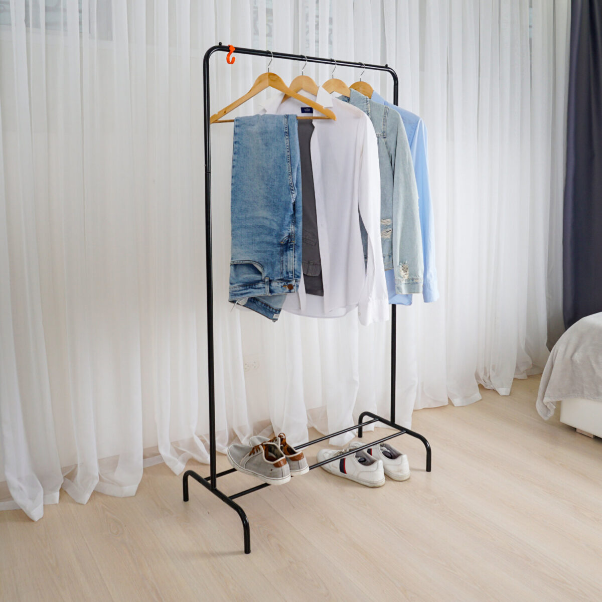 Вешалка для плечиков "Радуга-1", 1500х820х390 мм, металл, черная, ВНП 298 Ч — изображение 3