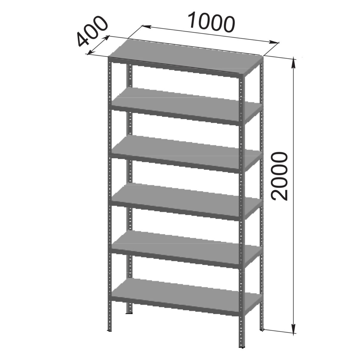 Стеллаж металлический "УНИВЕРСАЛ", 2000х1000х400 мм, УСИЛЕННЫЕ СТОЙКИ, 6 полок, регулируемые опоры, 290349 — изображение 5