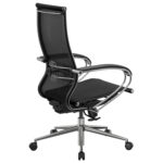 Кресло офисное МЕТТА "К-9" хром, прочная сетка, сиденье и спинка регулируемые, черное — изображение 9