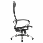 Кресло офисное МЕТТА "К-12", хром, ткань-сетка, сиденье и спинка регулируемые, черное — изображение 4