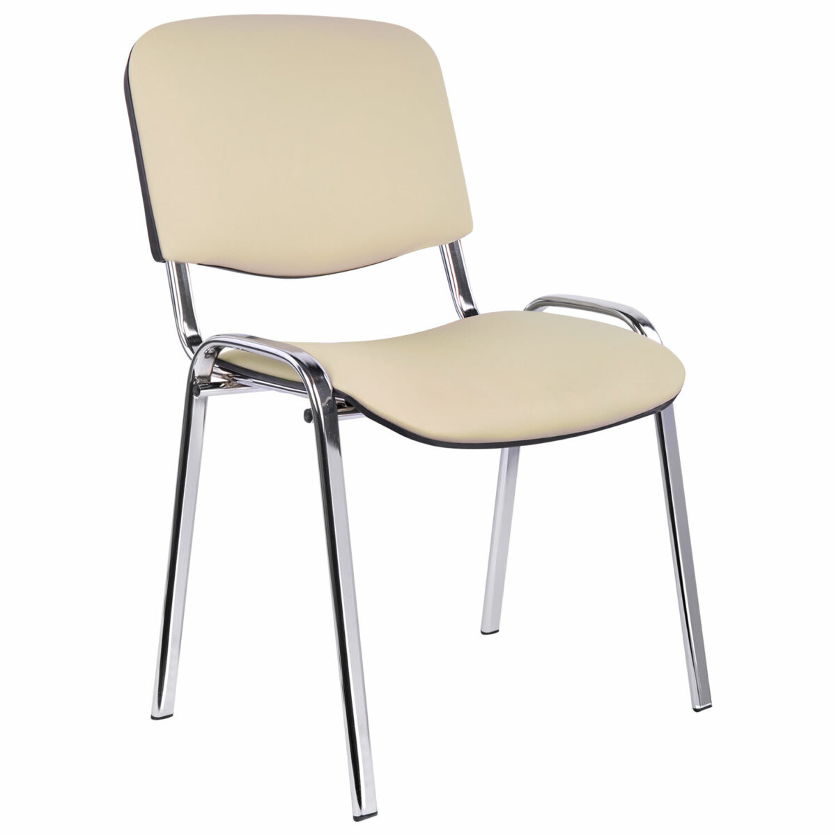 Стул для персонала и посетителей "ИЗО", хромированный каркас, кожзаменитель бежевый Z-21 — изображение 1