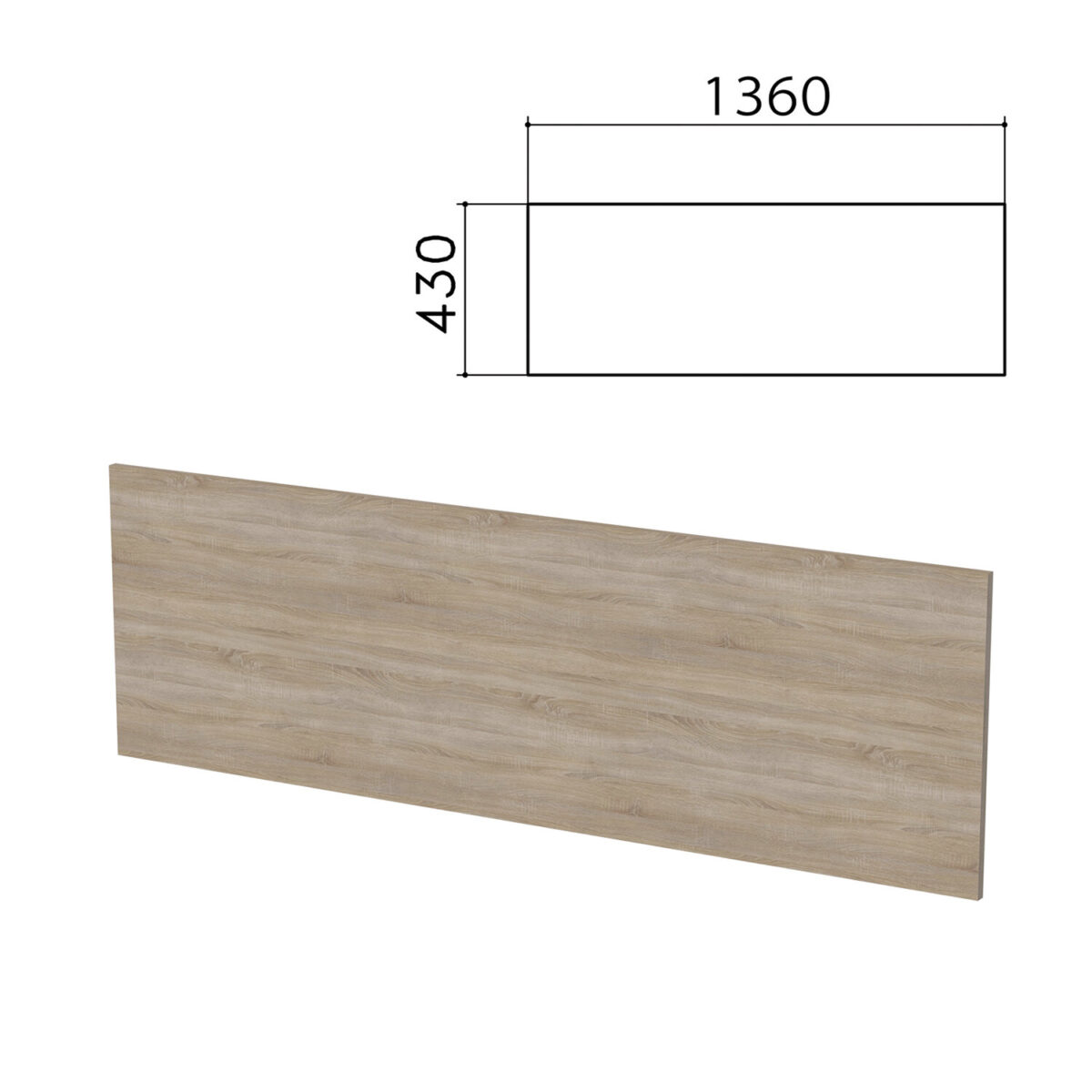 Экран-перегородка "Бюджет", 1360х16х430 мм, БЕЗ ФУРНИТУРЫ, дуб сонома 091, 402667, 402667-091 — изображение 1